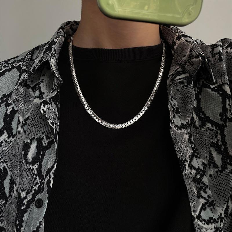 Vòng Cổ Dây chuyền nam titan thép không gỉ lặc khít inox chạm 2 bên trangsucpt 9mm PTDCNA57