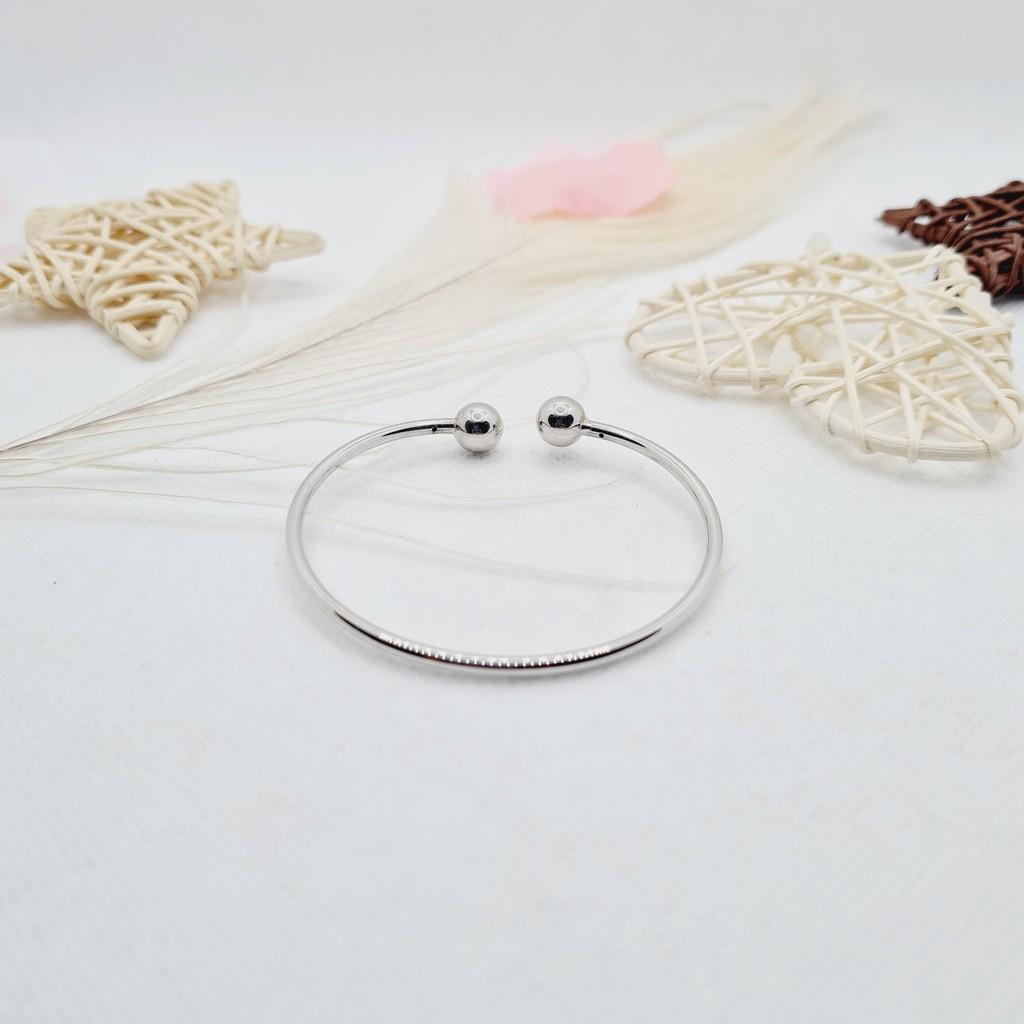 Lắc tay trơn mặt 2 hình tròn (Chiếc) chất liệu bạc 925 thời trang phụ kiện trang sức nữ sang trọng