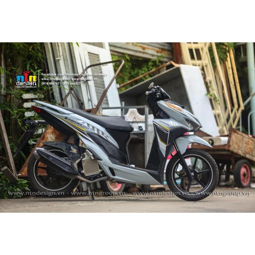 Bi Decal Tem rời Vario 150 xám xi măng mẫu sọc vàng đen đơn giản