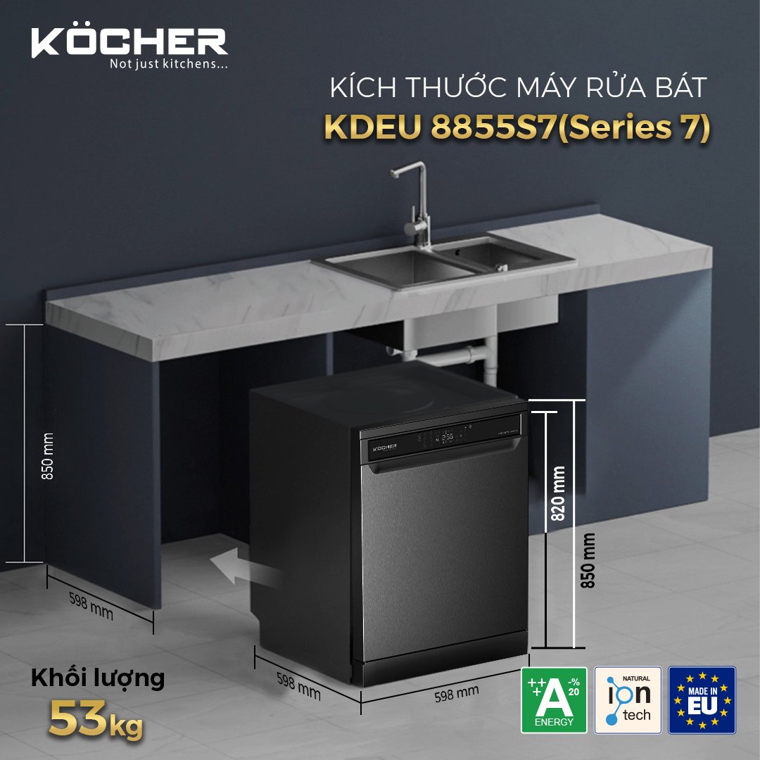 Máy Rửa Chén Kocher KDEU-8855S7 SERIES 7 - Hàng Chính Hãng
