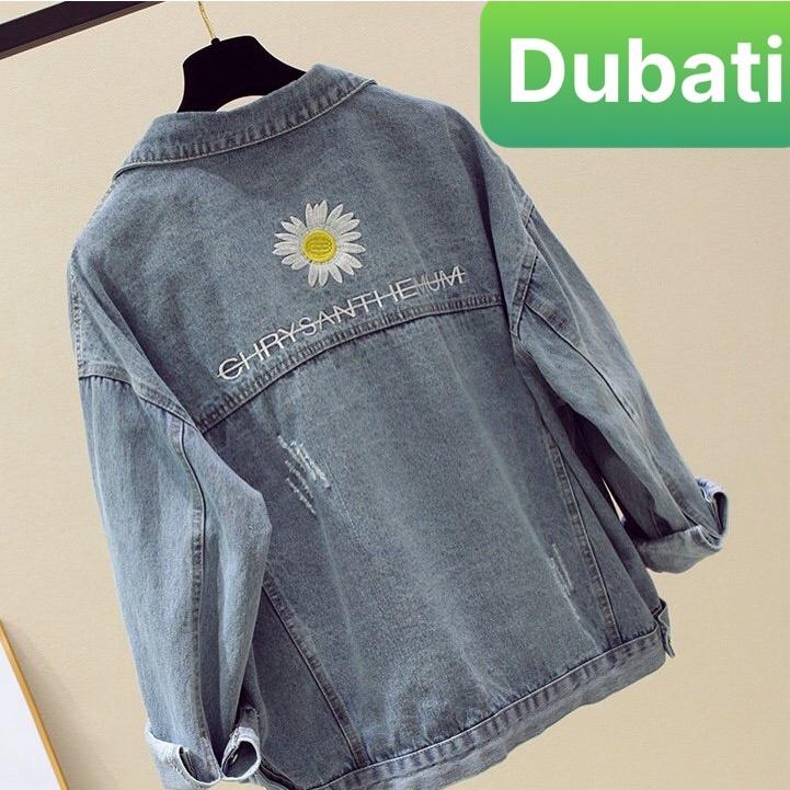 ÁO KHOÁC JEAN NAM NỮ CHẤT BÒ THÊU HOA CÚC SAU TREND PHONG CÁCH NHẬT BẢN - DUBATI FASHION