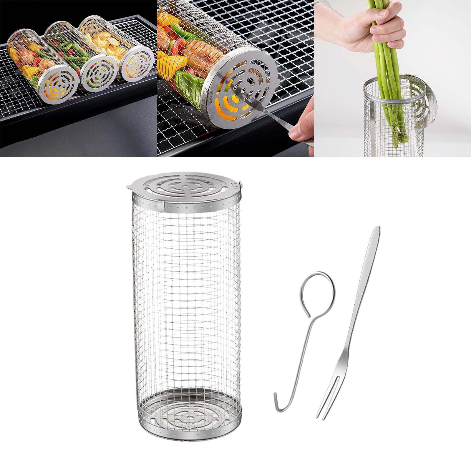 Rolling Grill Basket Easy Clean Grill Grate for Peanut Beans small