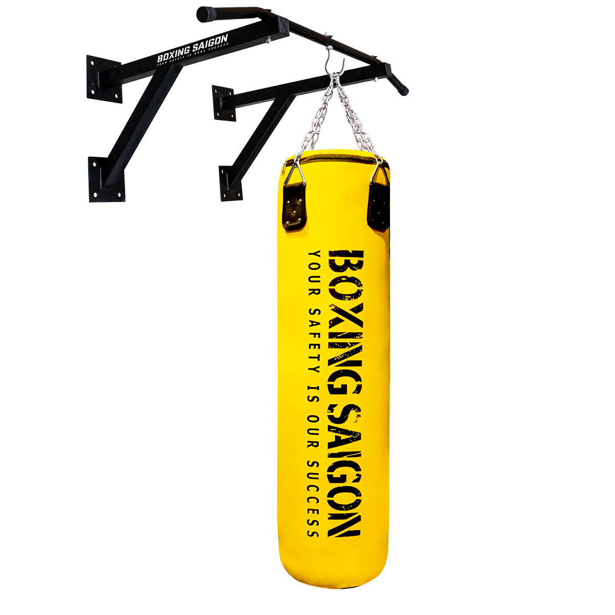 Combo Bao Cát Treo Boxing Punching Bag 1M2 &amp; Khung Treo Đôi ( Dây Xích ) - Vàng