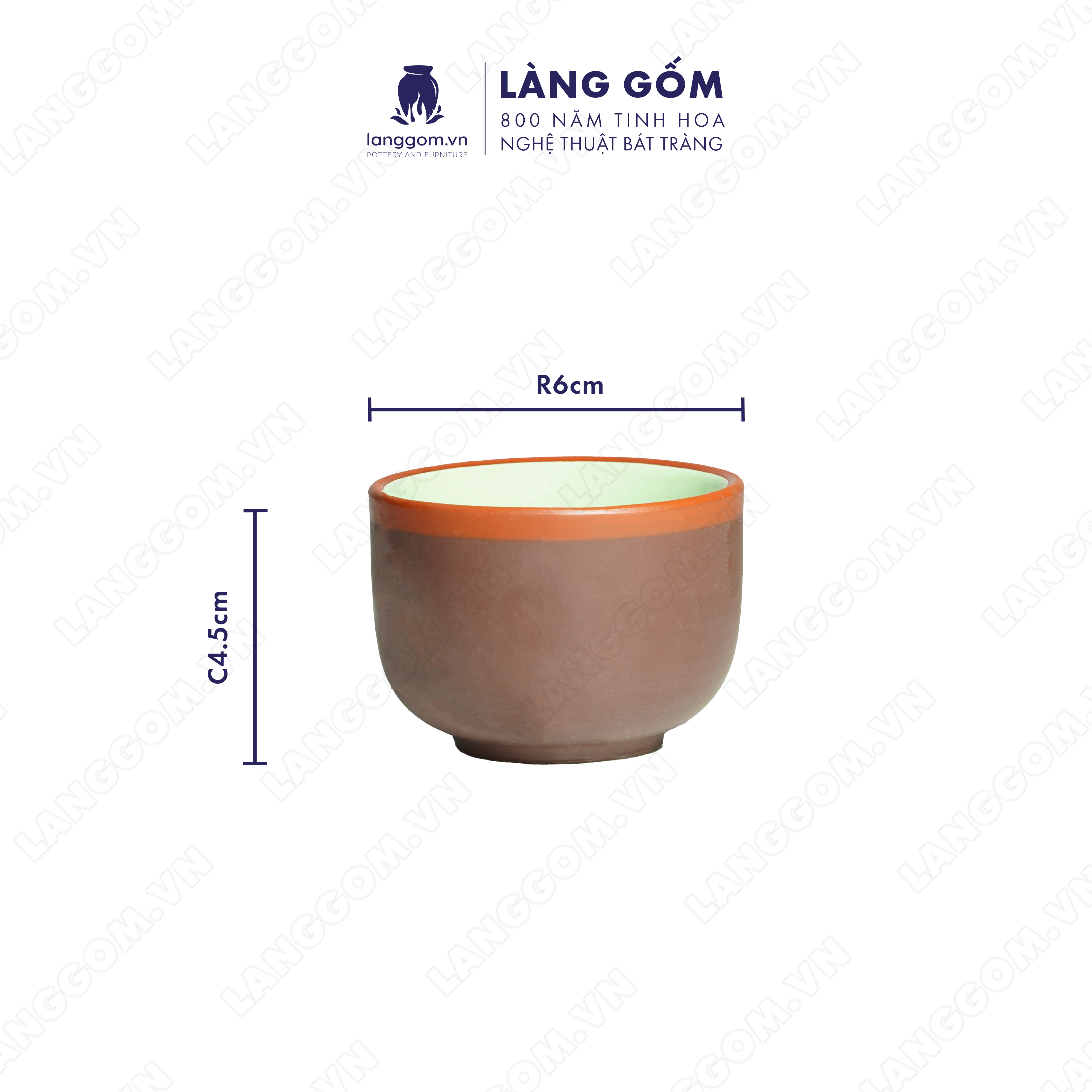 Bộ ấm chén đất nung hoa oải hương - Men mộc - Gốm sứ Bát Tràng - langgom.vn