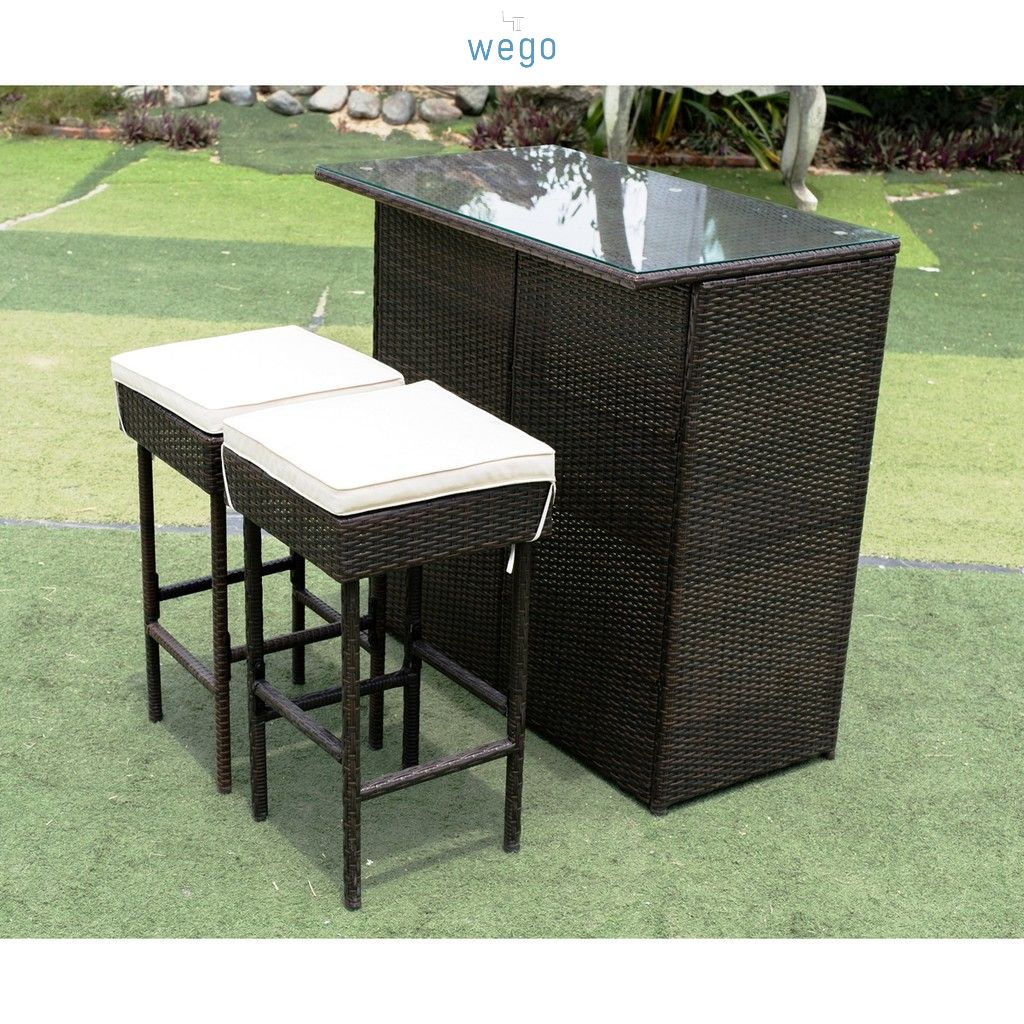WEGO Bộ sofa ngoài trời bằng mây nhựa/ Quầy bar trong nhà và ngoài trời // Small bar set - pool sofa