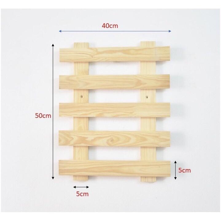 Kệ Gỗ Treo Tường Trang Trí Ban Công- Giá Gỗ Treo Chậu Cây Cảnh Tặng Kèm Vít, Nở Nhựa