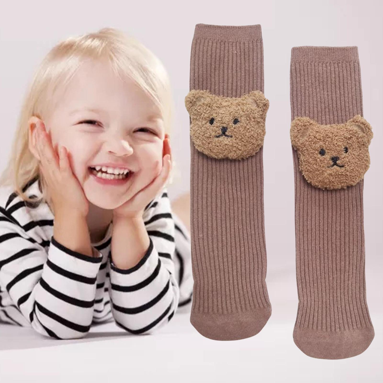 2 Pairs Thickened Baby Socks 3D Bear Cartoon Cotton for Boys Girls Infant