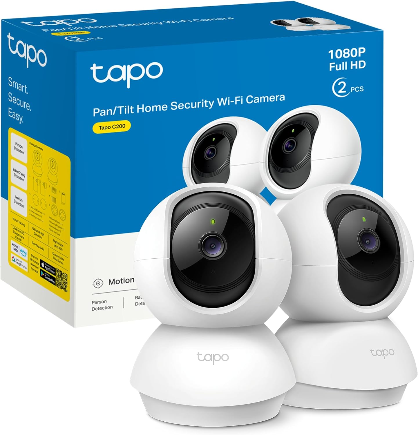 Bộ Combo 2 Camera WiFi TP-Link Tapo C200P2 / C210P2 Quay Quét 360 độ Full HD 2MP/3MP - Hàng Chính Hãng