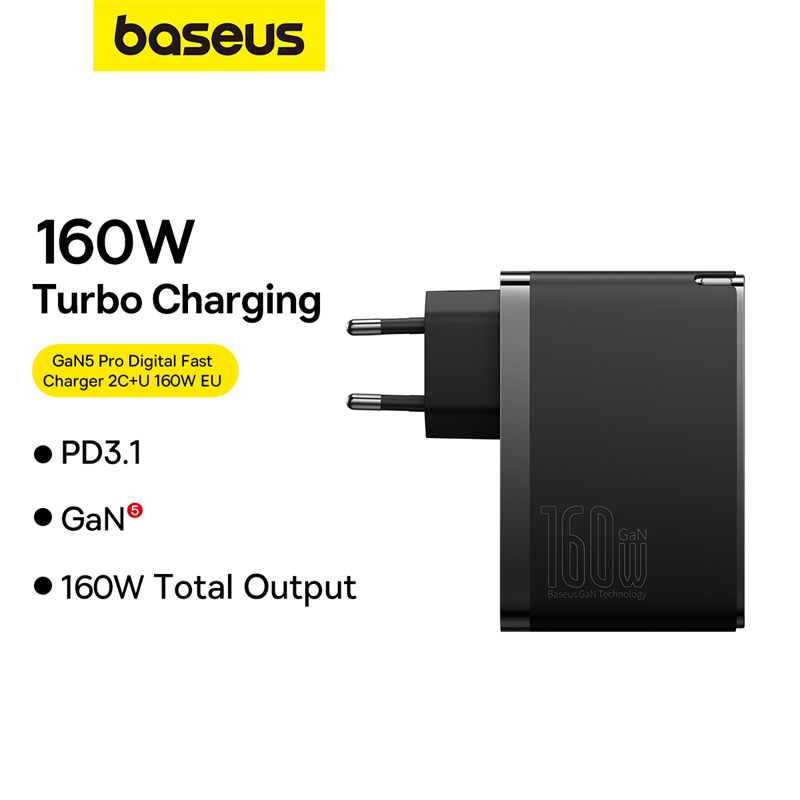 Cốc Sạc Nhanh GaN5 Pro Digital Fast Charger 2C+U 160W