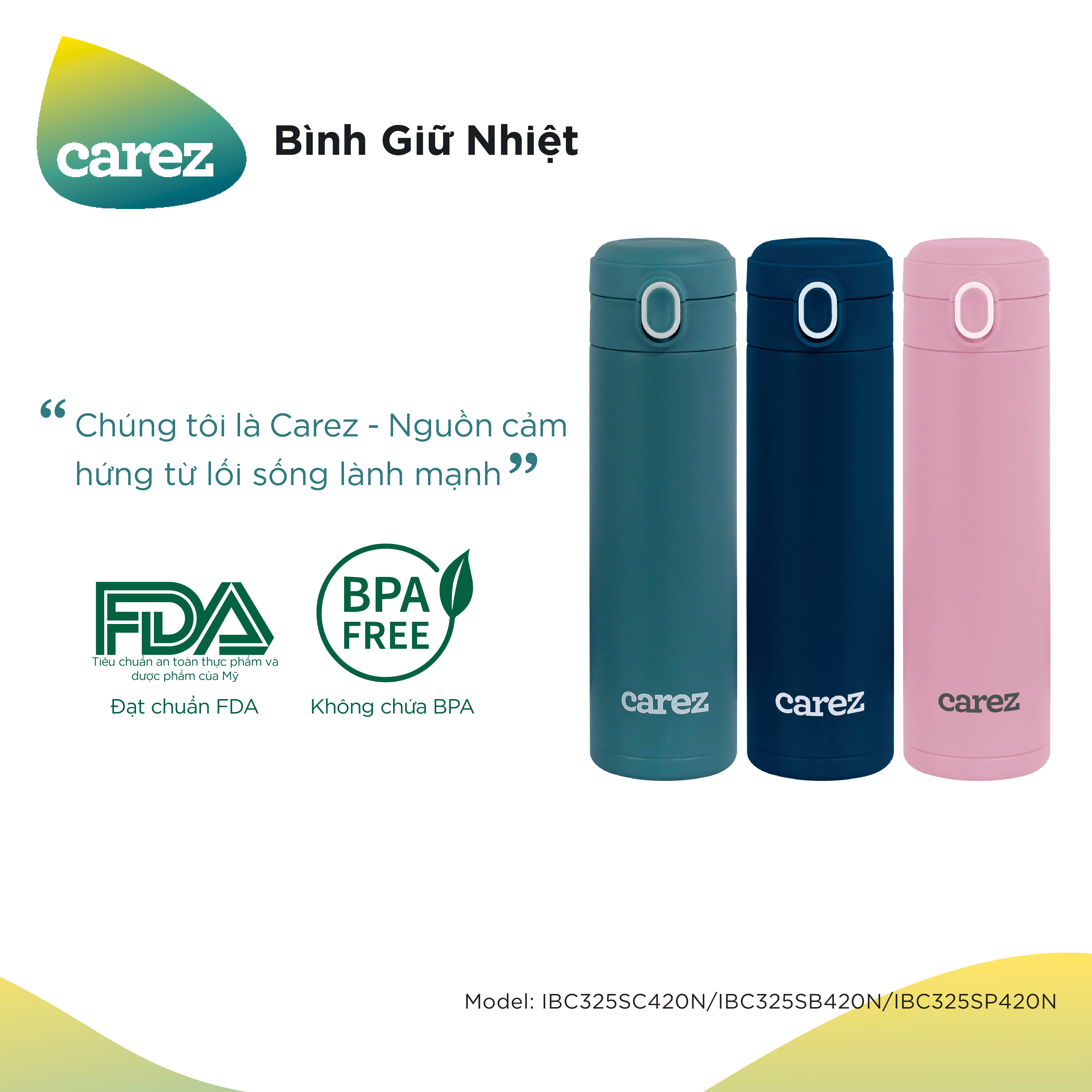 BÌNH GIỮ NHIỆT CAREZ IBC325 ( 420ml - FDA, BPA Free ) - Hàng chính hãng