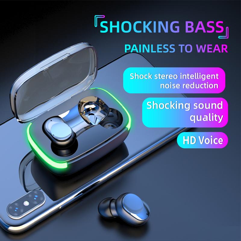 Tai nghe Y60 Fone Bluetooth 5.1 Tai nghe không dây TWS có màn hình LED hiển thị tai nghe âm thanh cảm ứng Touch Touch Touch