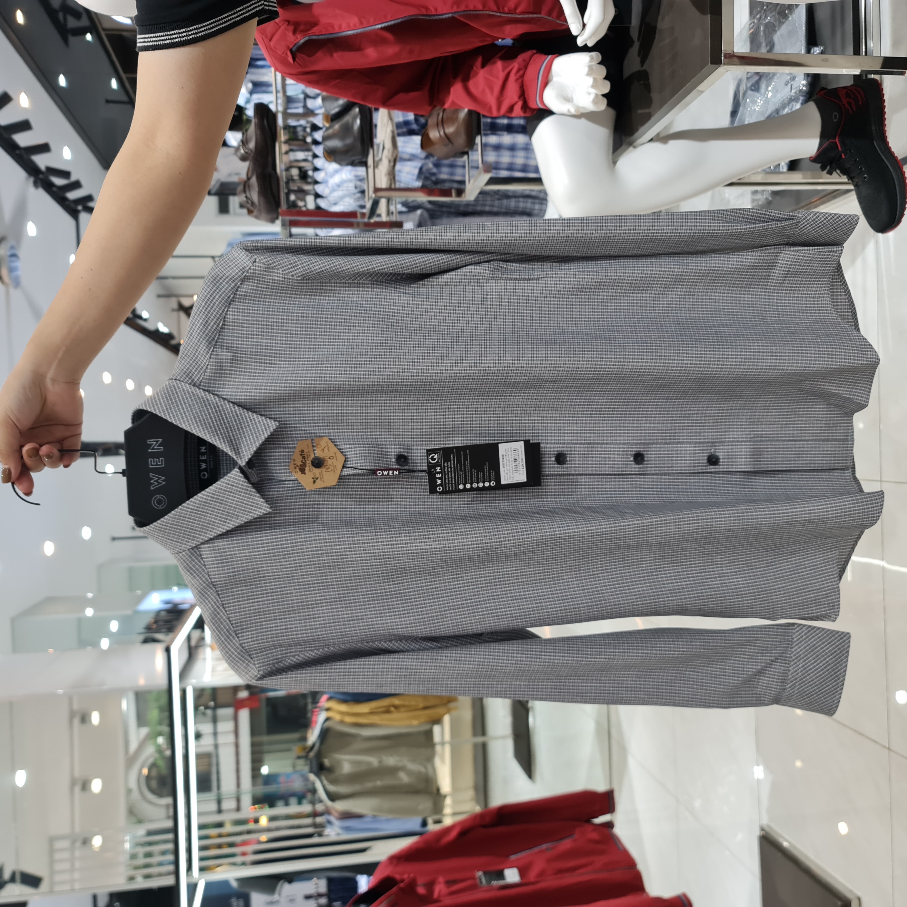 OWEN - Áo sơ mi nam dài tay dáng SLIMFIT sợi Cafe - Mã AS23348D