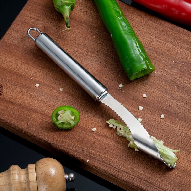 Dụng cụ, dao lấy ruột hạt trái cây củ quả khổ qua dưa leo ớt chất liệu thép không gỉ 22.5cm