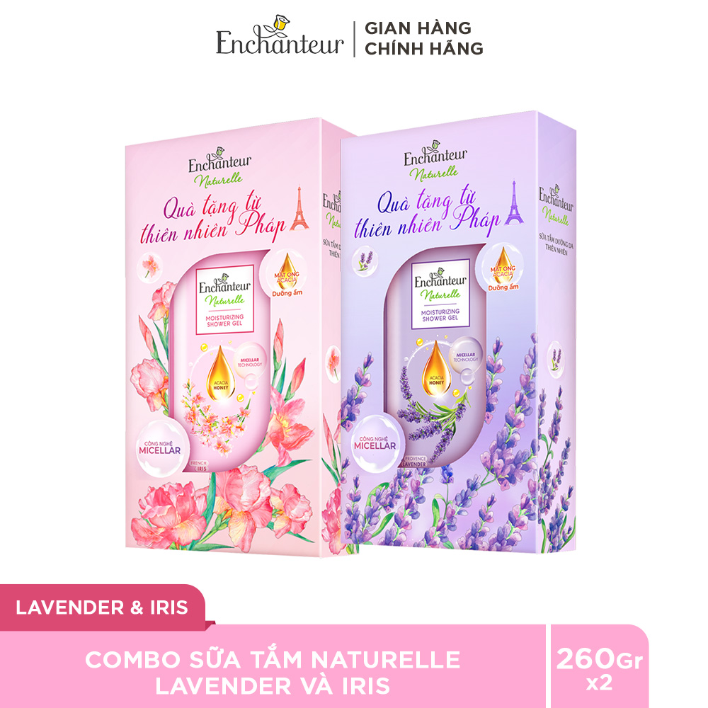 Hộp quà Sữa tắm dưỡng da thiên nhiên Enchanteur Naturelle sạch sâu, dịu nhẹ hương Lavender / Iris 510g