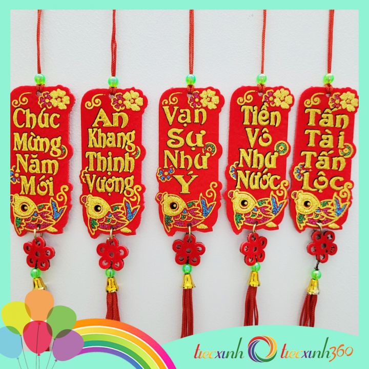 Set 5 phụ kiện nỉ nhung treo trang trí Tết
