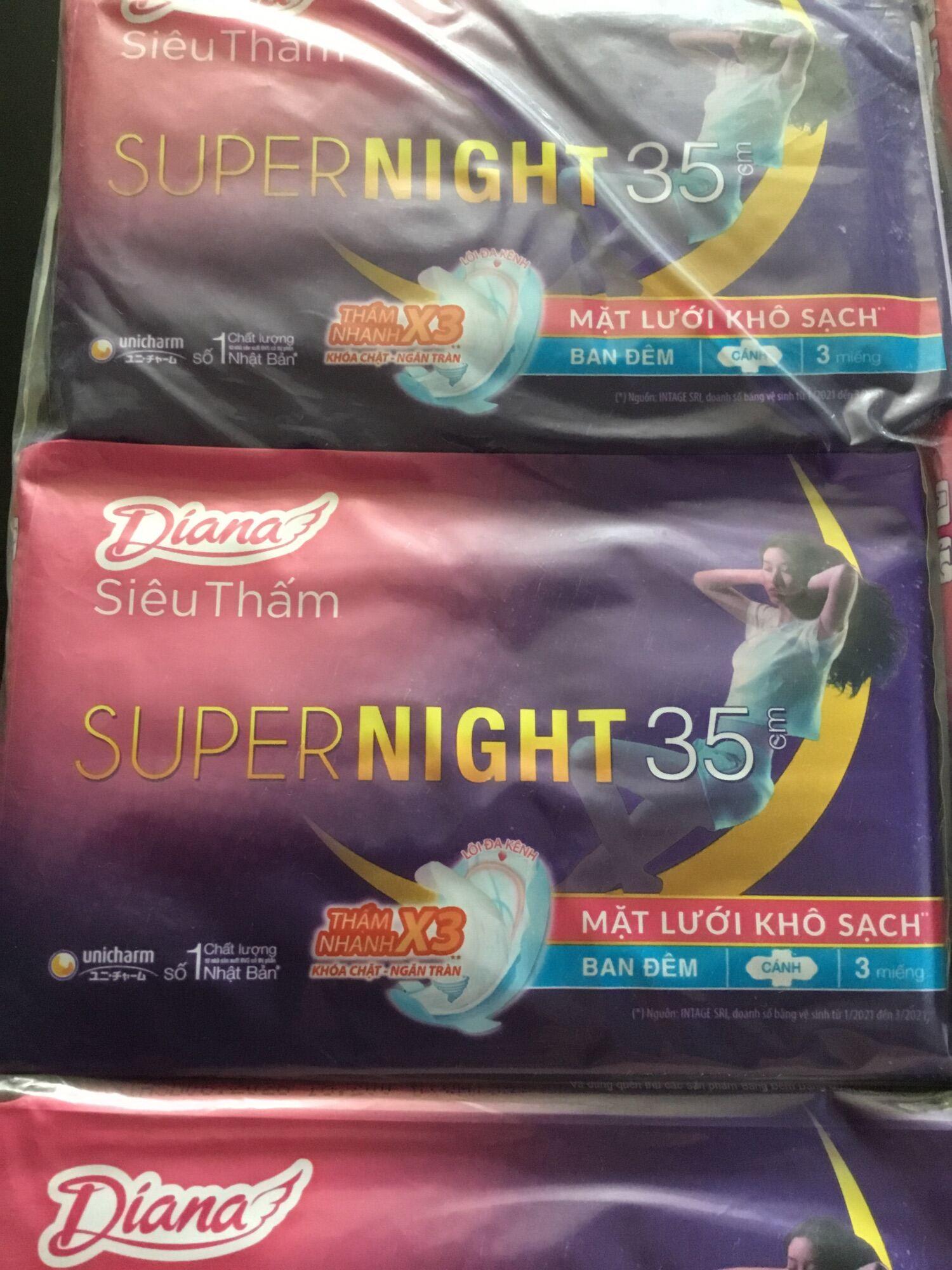 1 Gói Băng Vệ Sinh Diana Supernight 35cm ban đêm 3 miếng- Date luôn mới