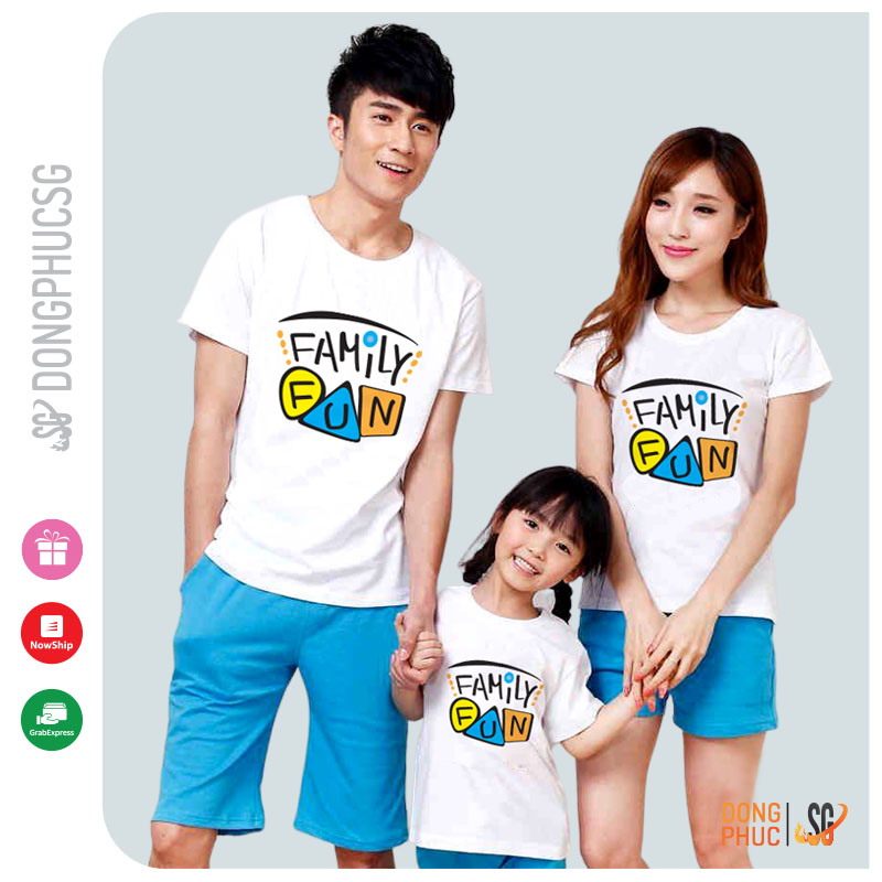 Áo gia đình 3/4/5 người Đồ đôi bố mẹ và bé Family Fun Đồng phục gia đình giá rẻ GD297T | DONGPHUCSG