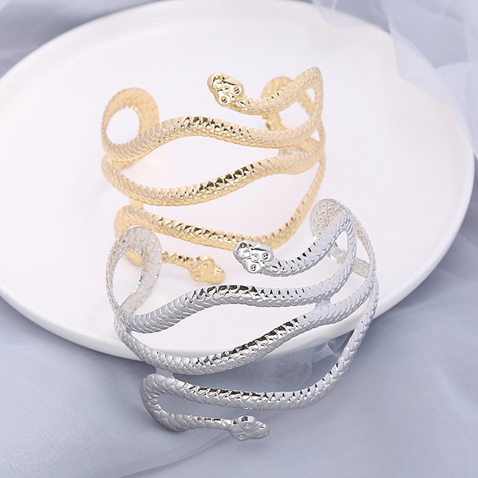 Gold&Silver Upper Arm Cuff Adjustable Snake Punk Armlet Bangle Jewelry