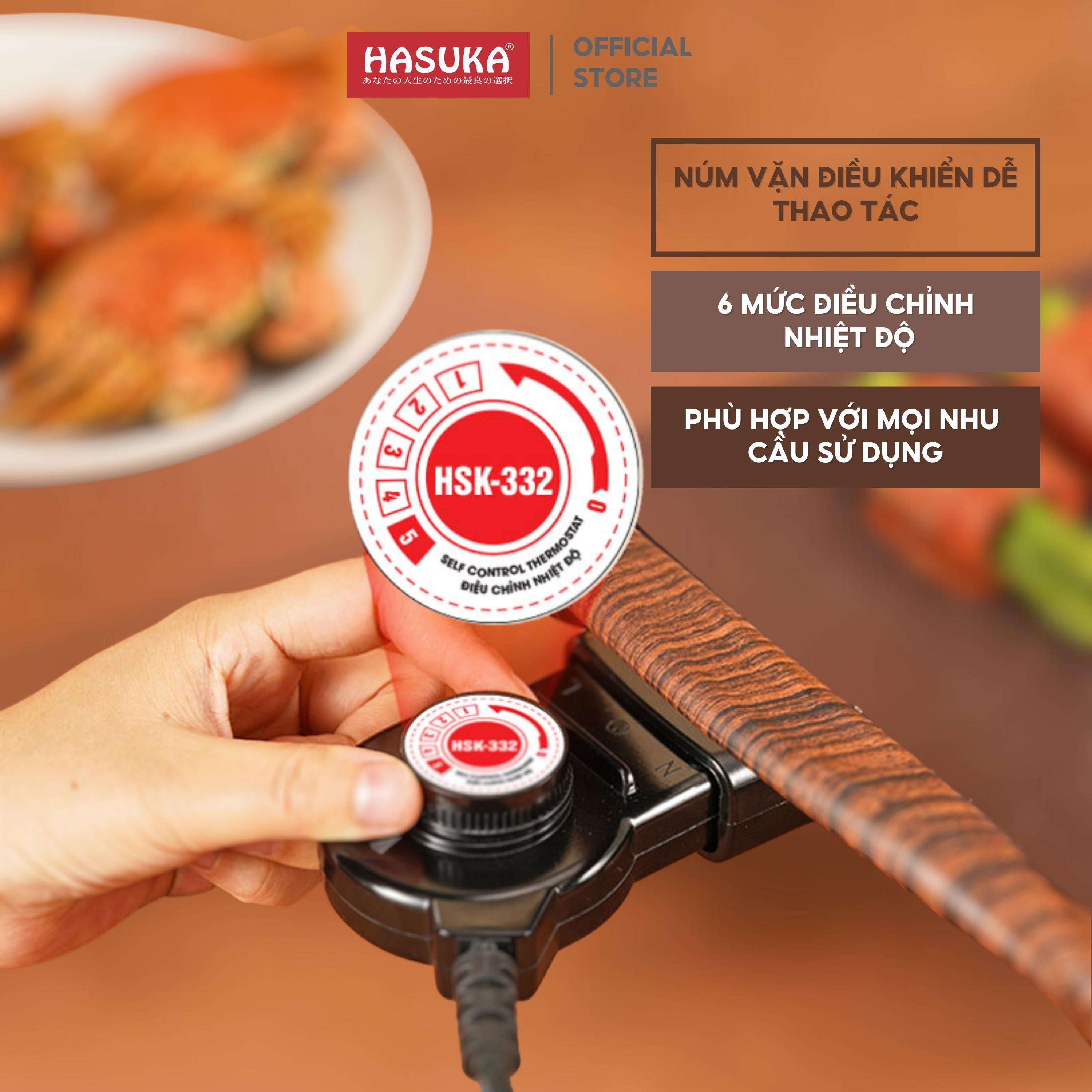 Bếp nướng điện HASUKA HSK-332 công suất 1600W cảm biến nhiệt thông minh, mặt nướng chống dính Ceramic an toàn - HÀNG CHÍNH HÃNG