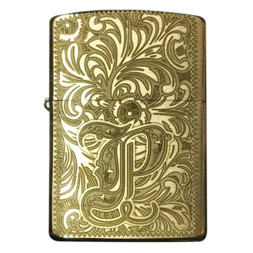 Bật Lửa Bật Lửa Zippo 204b Khắc Chữ P Hoa Văn Venetian 5 Mặt - 204b.P.Ven