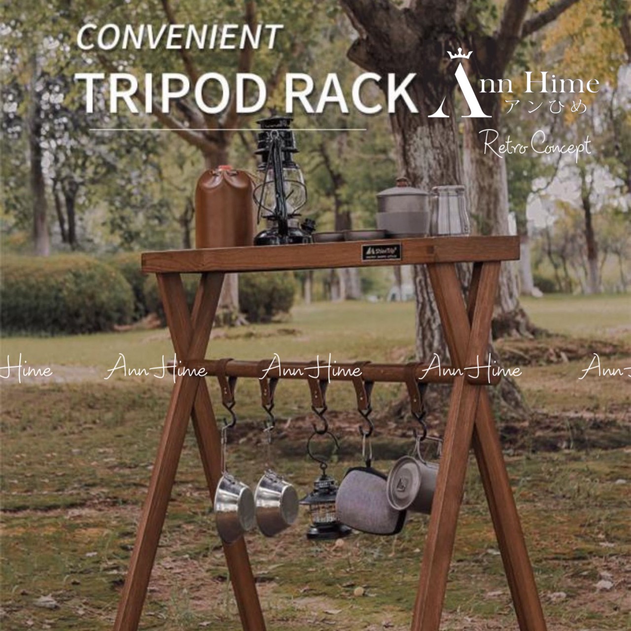 Giá Treo Đồ Cắm Trại Picnic Giã Ngoại Gỗ Thông Gấp Gọn Đa Dụng