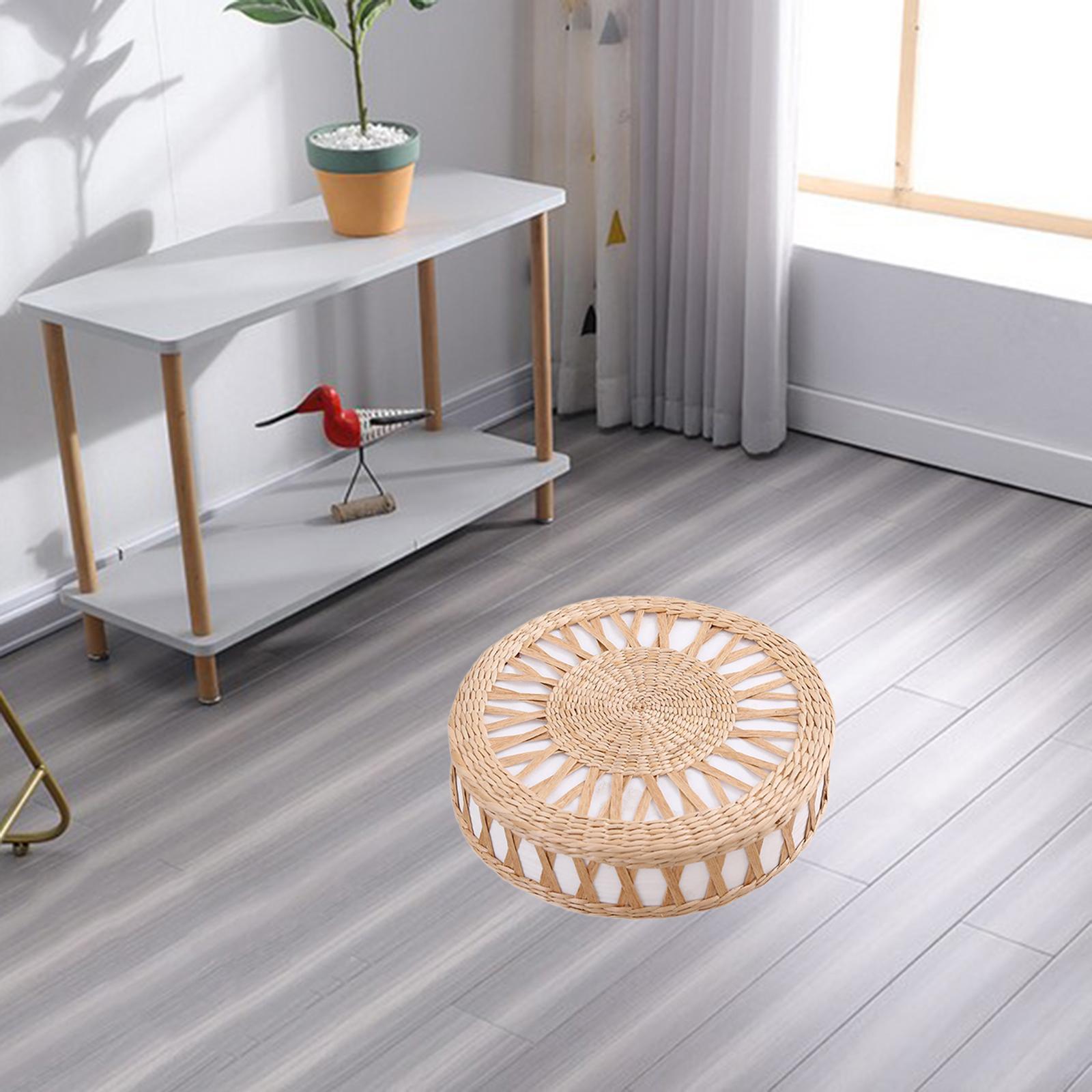 Japanese Flat Seat Cushion Handcrafted Breathable Straw Cushion