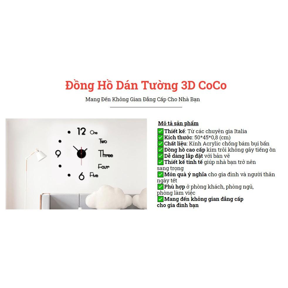 Đồng Hồ Dán Tường 3D CoCo   Đồng Hồ Treo Tường Dán Tường 3D