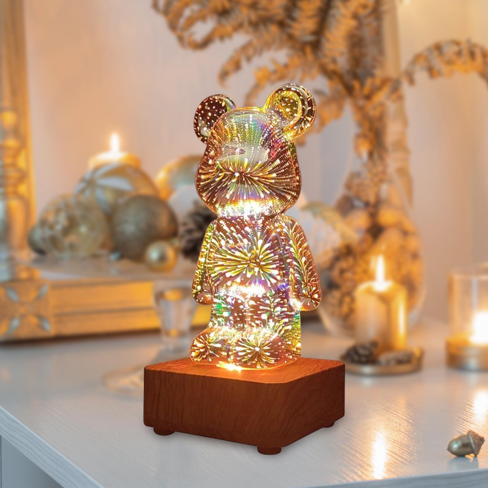 LED Night Light Lighting 3D Bear for Bathroom Kitchen Hallway