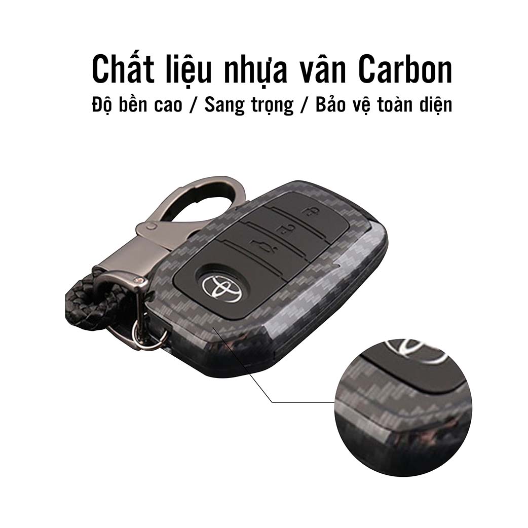 Ốp chìa khóa dành cho xe Toyota Camry, Fortuner chất liệu nhựa ABS mạ vân Cacbon - Hàng Chính Hãng