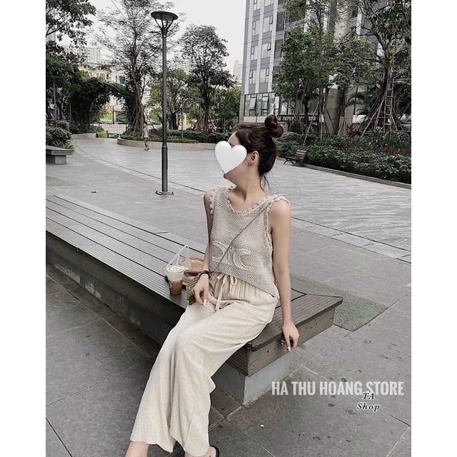 Áo len sát nách lưới ô chữ X quảng châu