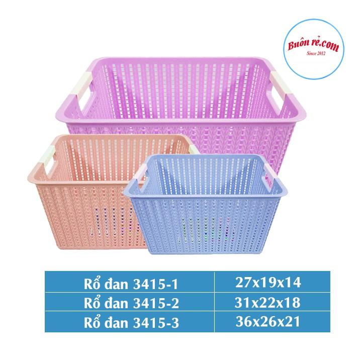 Rổ đan 3 size đa năng nhựa  – Rổ đan mây đựng đồ tiện lợi (MS: 3415-1 – 3415-2 – 3415-3) 