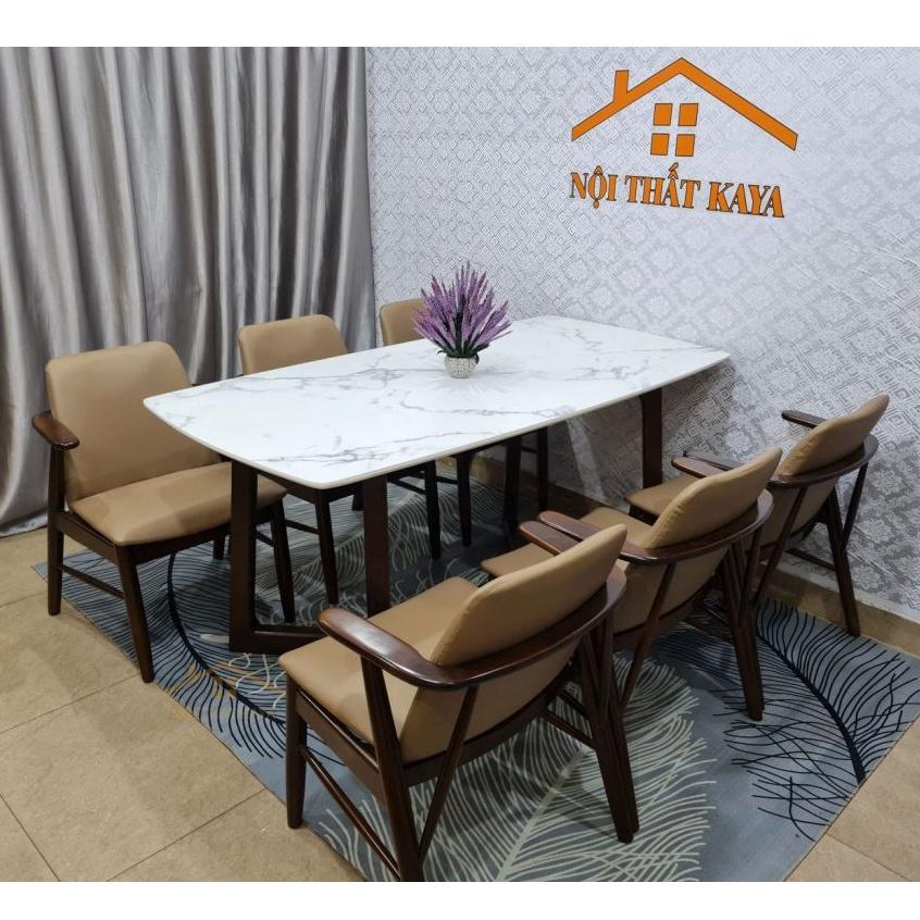 Bộ bàn mặt đá 80cm x 160cm x 75cm chân M ghế Baby Mặt bàn đá nhập khẩu Malaysia công nghệ Ý