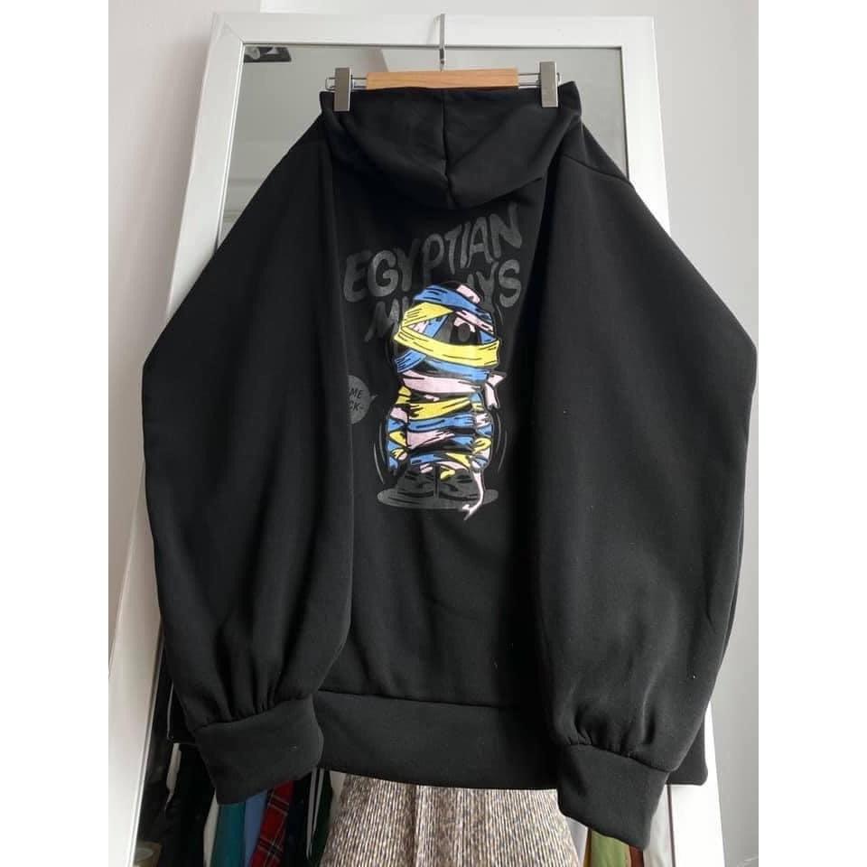 Áo khoác nỉ có mũ - ÁO HOODIE freesize form rộng nam nữ unisex mặc cặp - couple in HÌNH XÁC ƯỚP EGYPTIAN