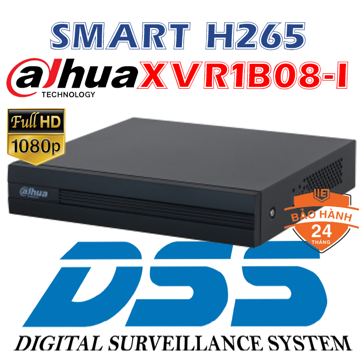 Đầu ghi hình camera 8 kênh 2MP H.265+ AI-Coding Dahua DH-XVR1B08-I hàng chính hãng DSS Việt Nam