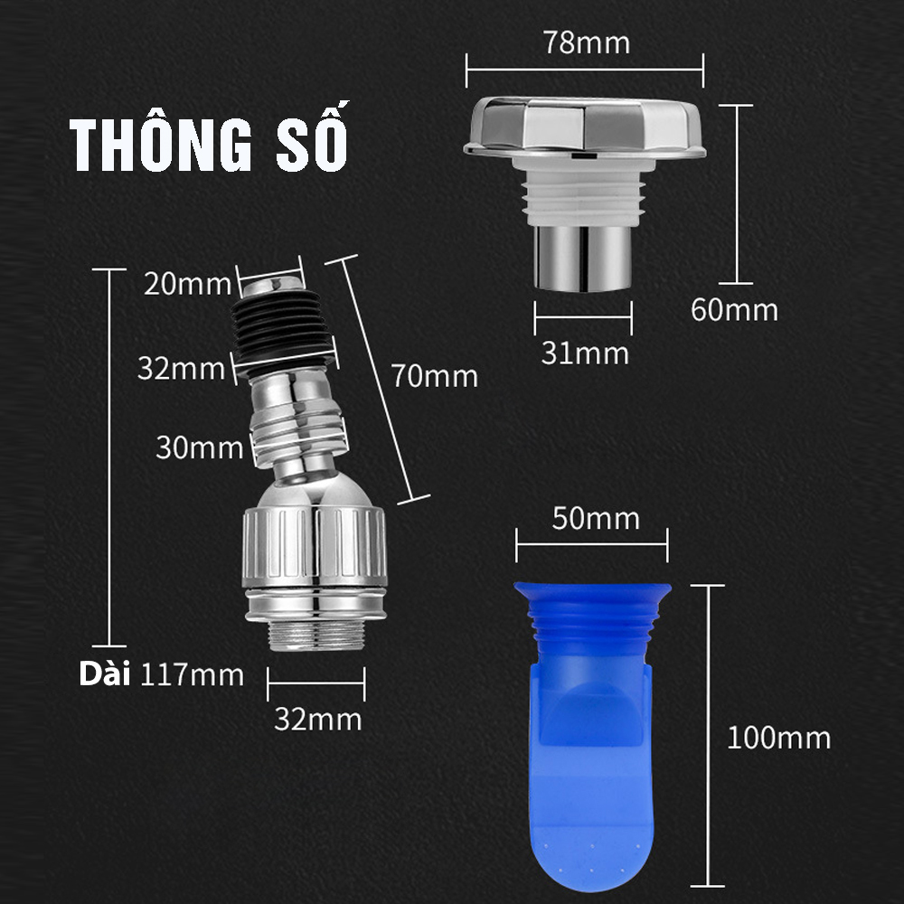 Bộ thoát nước máy giặt, chậu rửa, thoát nước thải kiêm chống mùi hôi, ngăn côn trùng trào ngược, cổ xoay 360 độ, loại đứng MIHOCO 3112