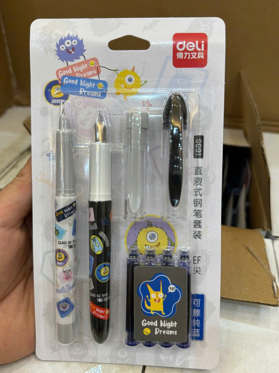 Set Bút Máy Deli Luyện Chữ Đẹp Cho Bé, Bút Máy Mực Nước Có Bút Tẩy Xoá Mực, Bộ 2 Bút + 4 Ống Mực, Dành Cho Học Sinh Tiểu Học- HÀNG CHÍNH HÃNG MINIIN