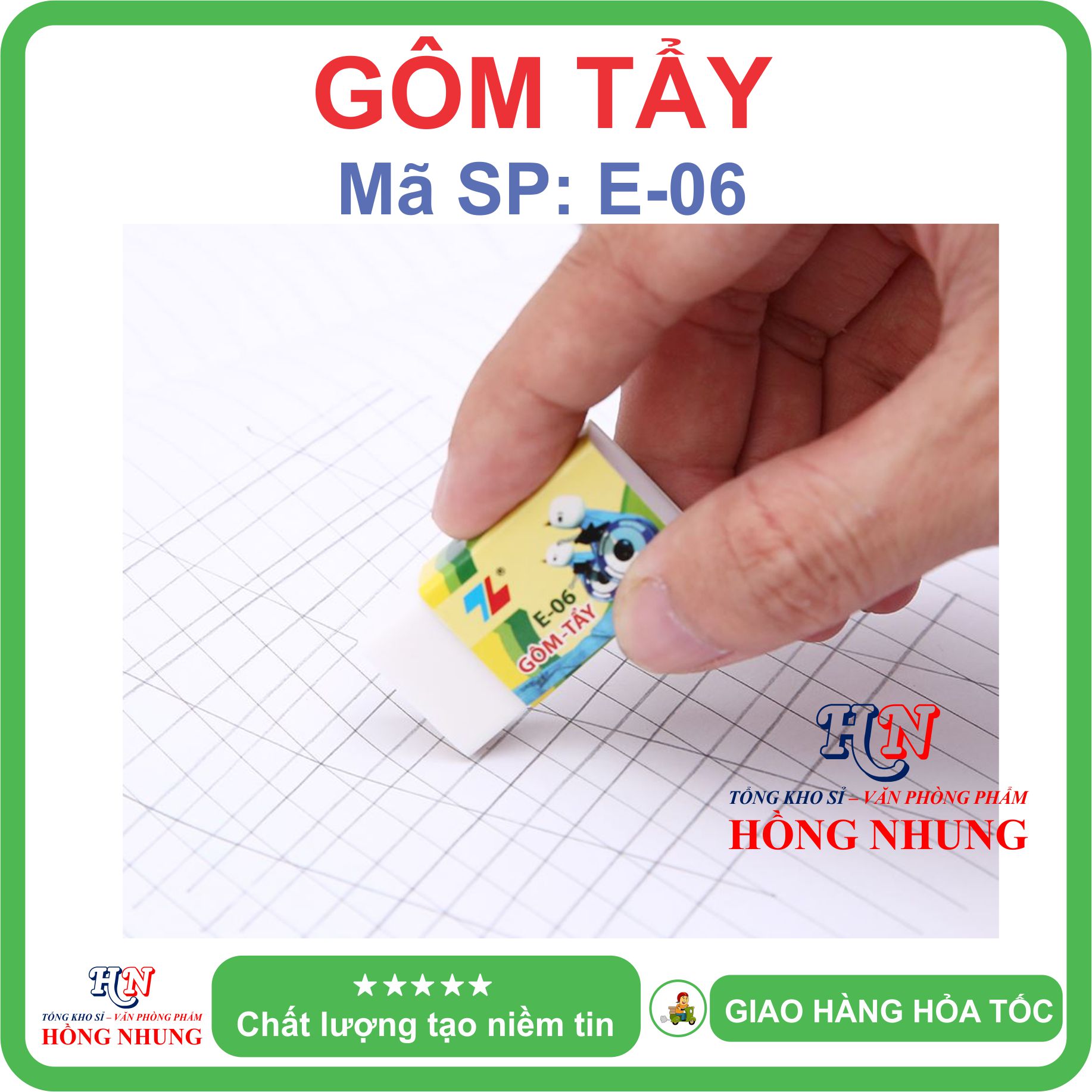 [SALE] Gôm Tẩy E-06 / TP-E09 - Màu Sắc Dễ Thương, An toàn cho bé, Giúp các bé ham học