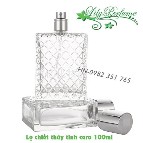 Lọ đựng nước hoa thủy tinh caro 100ml dạng xịt