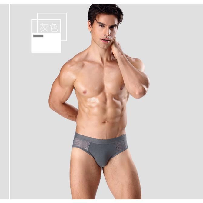 Hộp 4 quần lót tam giác, sịp chéo thông hơi cao cấp dành cho nam thun cotton co dãn bốn chiều