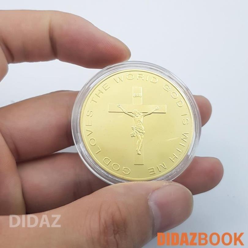 Đồng xu Chúa Jesus kỉ niệm, trưng bày, để ví, tặng người thân, cầu bình an