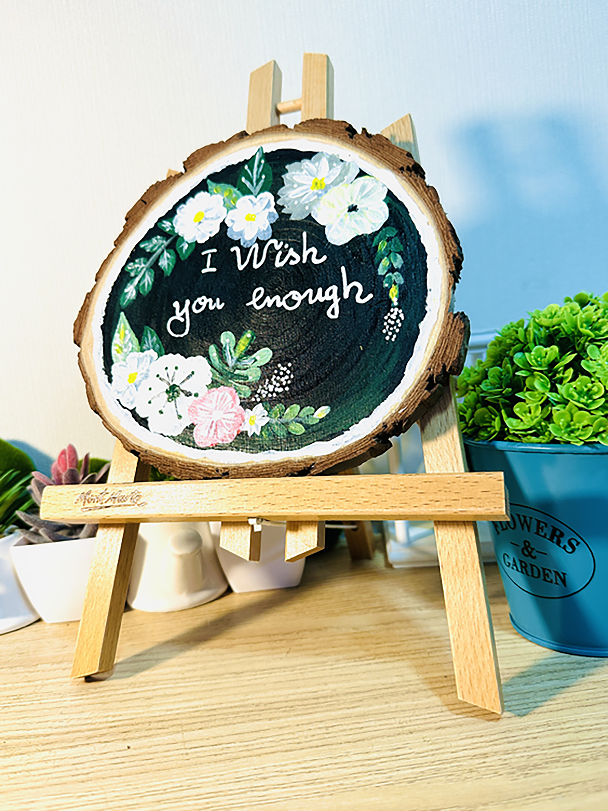 Tranh Vẽ Tay Trên Gỗ Thông I Wish You Are Enough – Decor Bàn Làm Việc – Quà Tặng Handmade Độc Bản