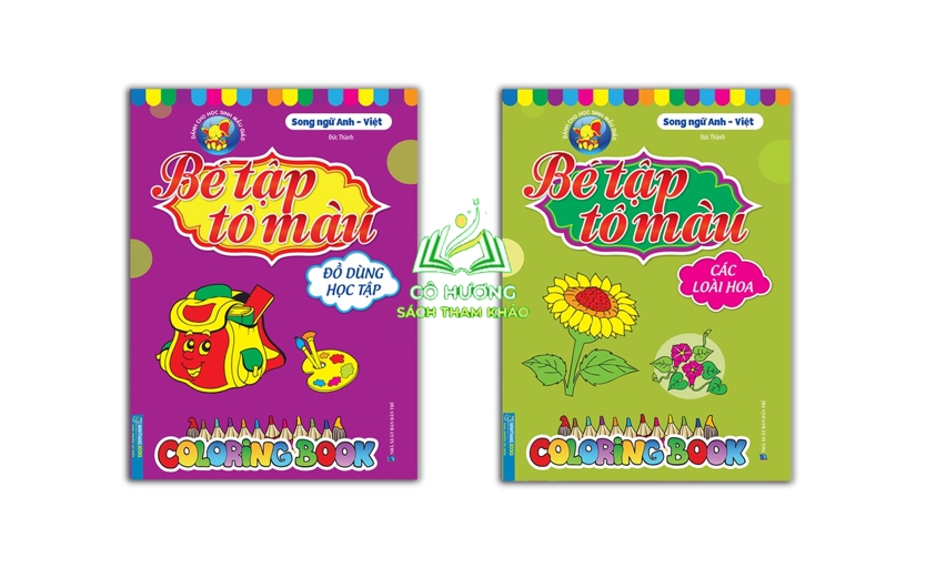 Hình ảnh Sách - Combo 2c - Bé tập tô màu - Đồ dùng học tập & Các loài hoa (song ngữ anh - việt)