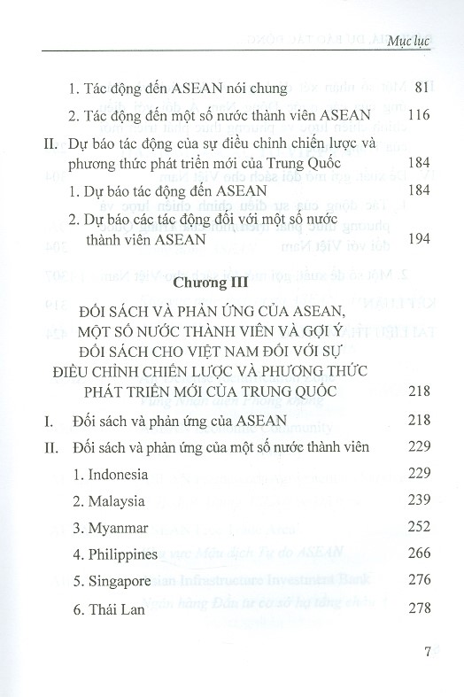 Đánh Giá, Dự Báo Tác Động Của Điều Chỉnh Chiến Lược Và Phương Thức Phát Triển Mới Của Trung Quốc Đến Asean Và Gợi Mở Chính Sách Cho Việt Nam (Sách Chuyên Khảo)