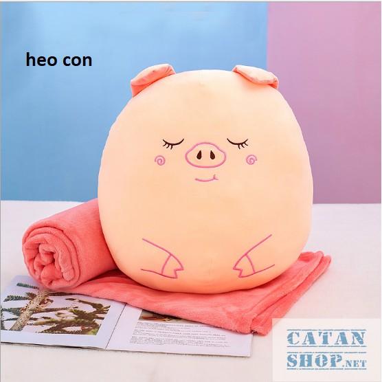 Gối mền tròn cute 3 trong 1 chất nỉ nhung cực mịn, hàng loại 1, bộ chăn gối văn phòng, gấu bông kèm mền GM80-Tron