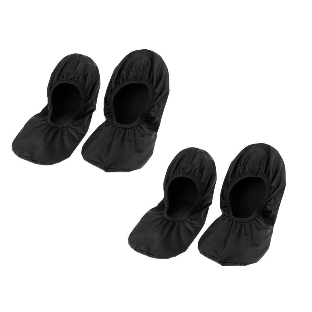 2 Pair Durable Bowling Shoe Covers Non Skid  - Black