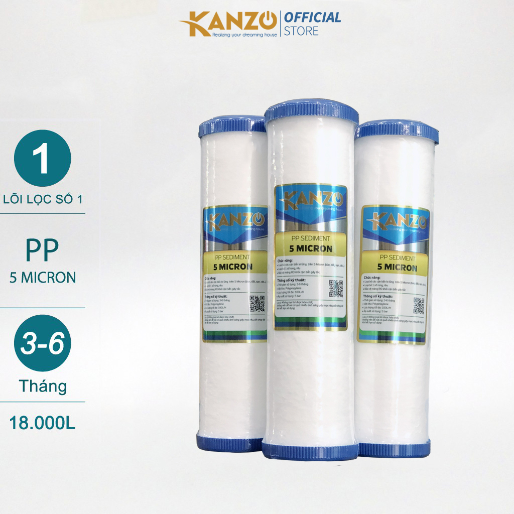 Lõi Lọc Nước Số 1 Kanzo - PP5 Micron - Hàng Chính Hãng