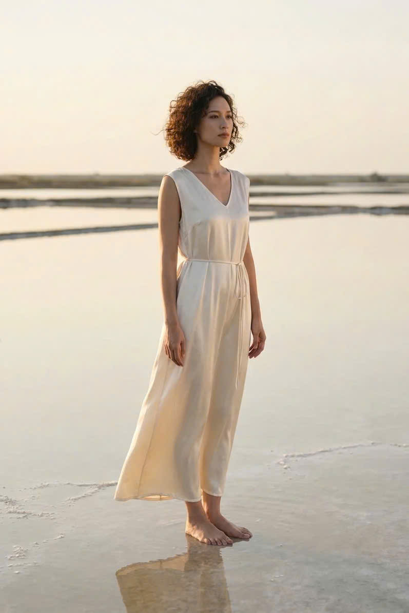 Đầm Suông Maxi Lụa Tơ Tằm Tĩnh Hải DRE202 Thời trang thiết kế Hity