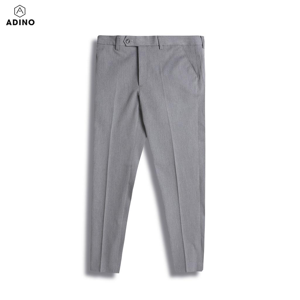 Quần tây nam màu ghi đậm ADINO vải rayon polyester dày không bai không xù co giãn dáng công sở ống đứng hơi côn QA131