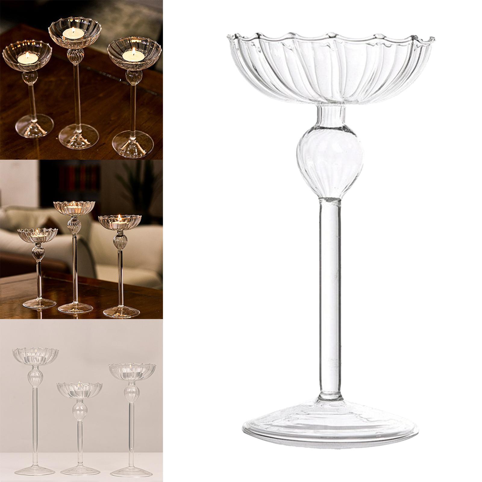 2Pcs Tealight Candle Holders Glass Candlestick Holders Table Centerpiece