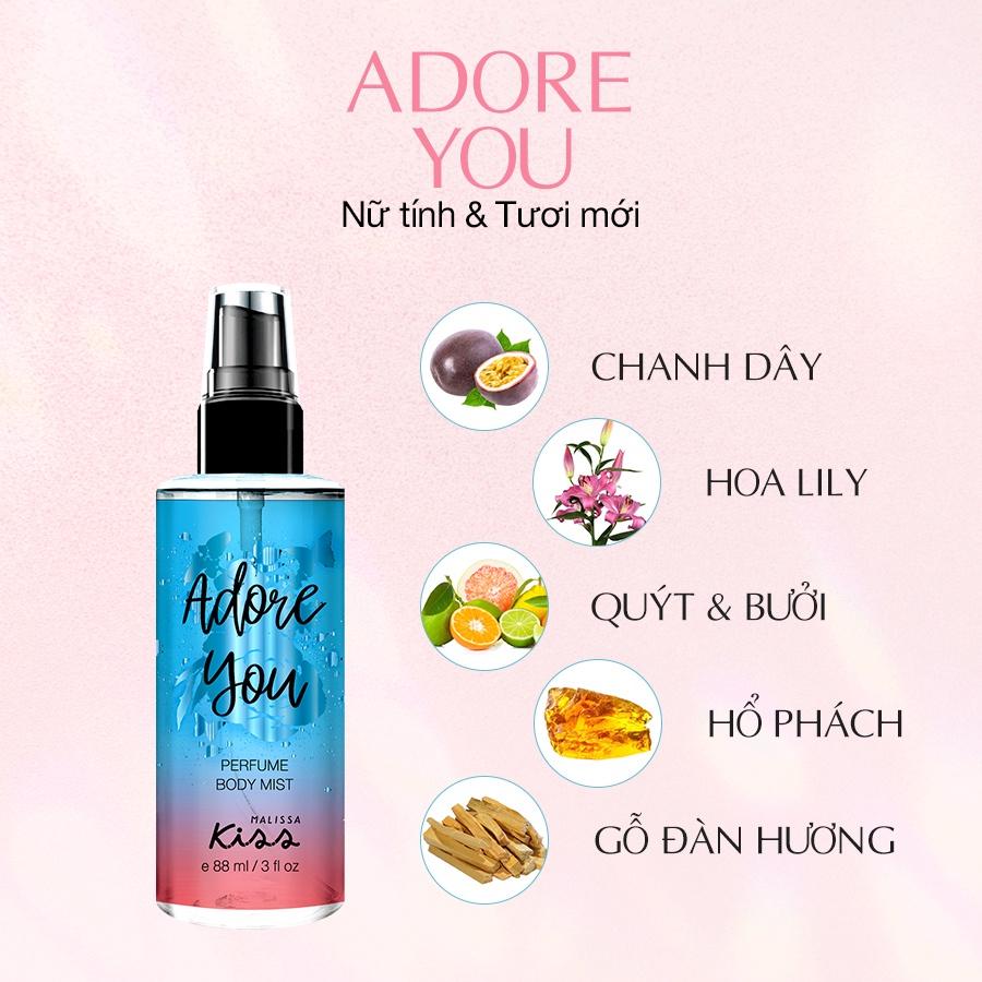 Xịt Thơm Toàn Thân Hương Nước Hoa Malissa Kiss - Hương Adore You 88ml